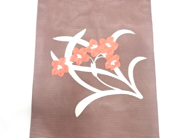  絽紗　花模様　刺繍　名古屋帯
